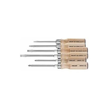 Holex Slotted and Phillips Screwdriver Set, with Beech Handle, 6 Pc 667360 4/2